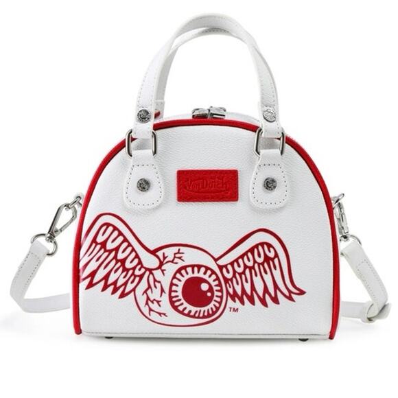 Von Dutch Crossbody Bowling Bag Flying Eye White Red Two Tone Y2K New With Tags - Picture 14 of 14